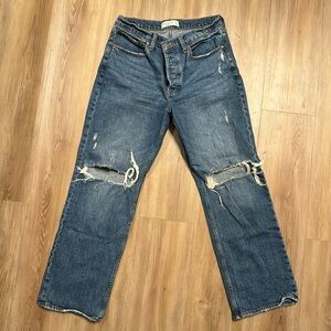 Abercrombie & Fitch low rise 90's baggy jeans sz 28s destroyed